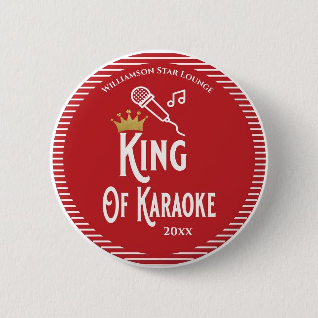 King of Karaoke Singing Contest Red 6 Cm Round Badge (Front)