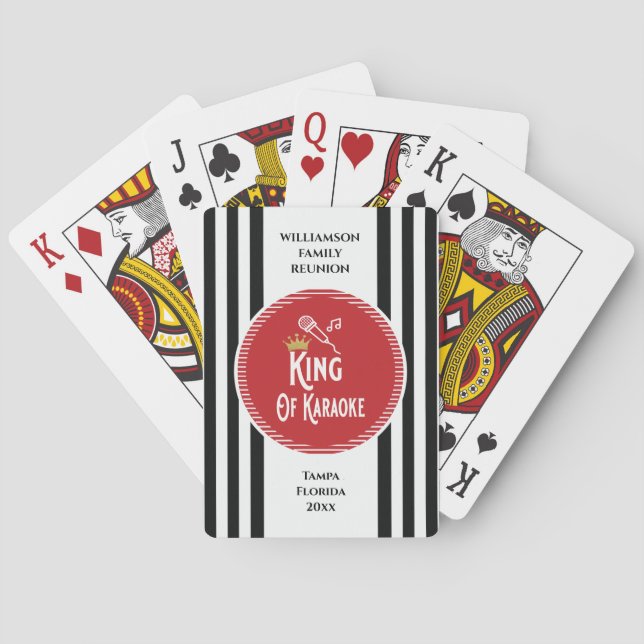 King of Karaoke Singing Contest Red Family Reunion Playing Cards (Back)