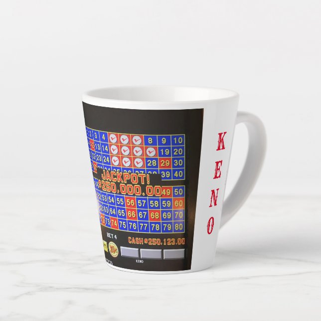 “KING of KENO” Latte Mug with Name (Right Angle)