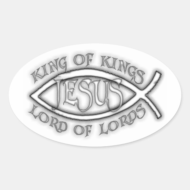 King of Kings Ichthus Euro Style Oval Sticker (Front)