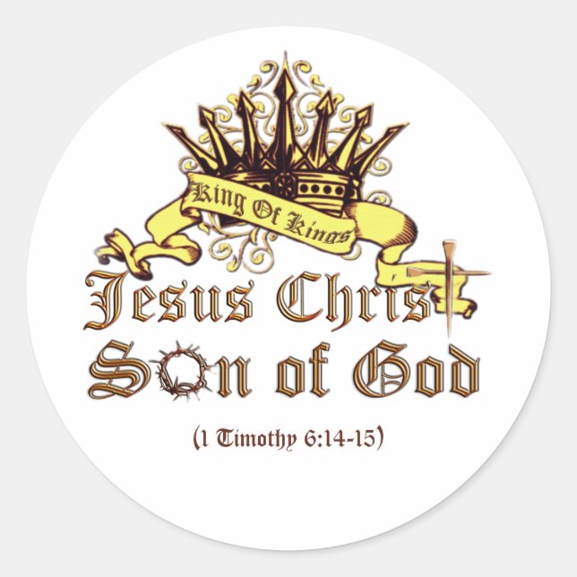 King of Kings Religious Classic Round Sticker (Front)