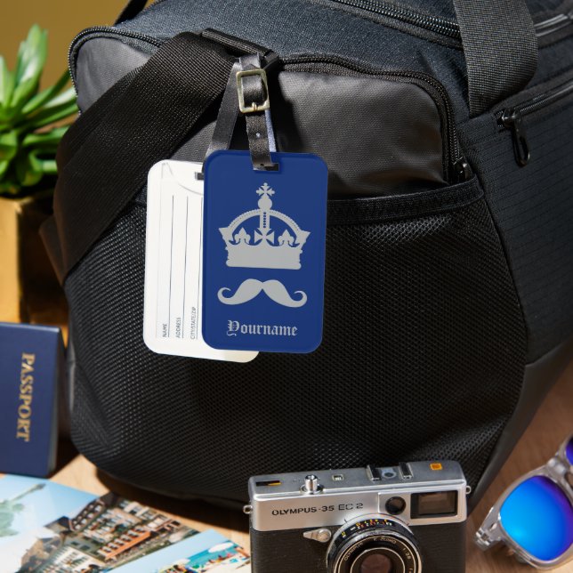 King of Moustaches custom name Luggage Tag (Front & Back)