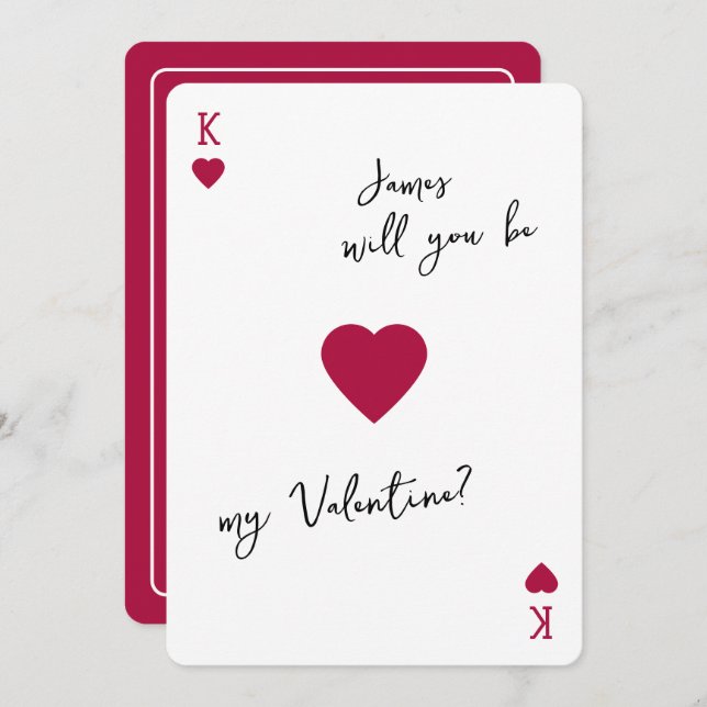 King of my Heart Valentines Card Be My Valentine (Front/Back)