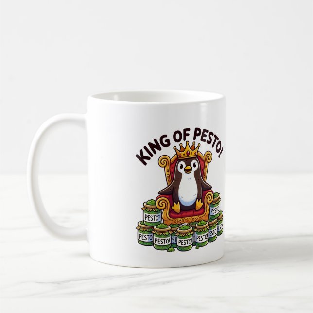 King of Pesto Penguin Coffee Mug (Left)