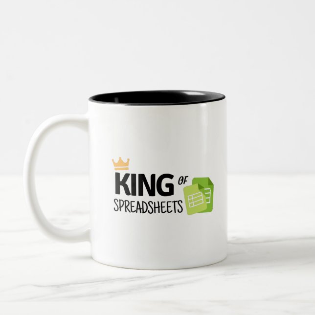 King of spreadsheets Two-Tone coffee mug (Left)