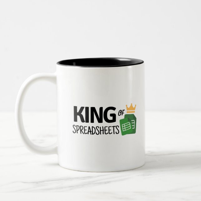 King of spreadsheets Two-Tone coffee mug (Left)