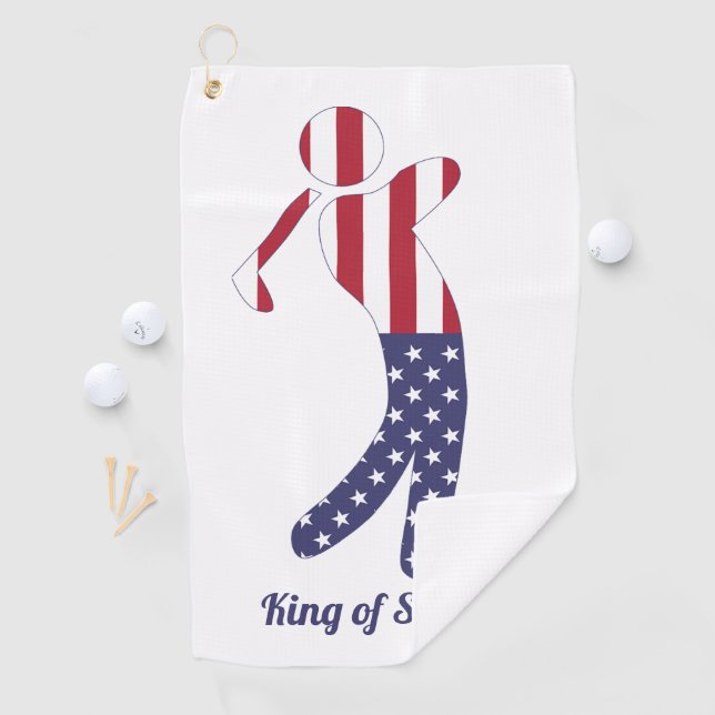 King of Swing | American Flag Golf Player Golf Towel (InSitu)