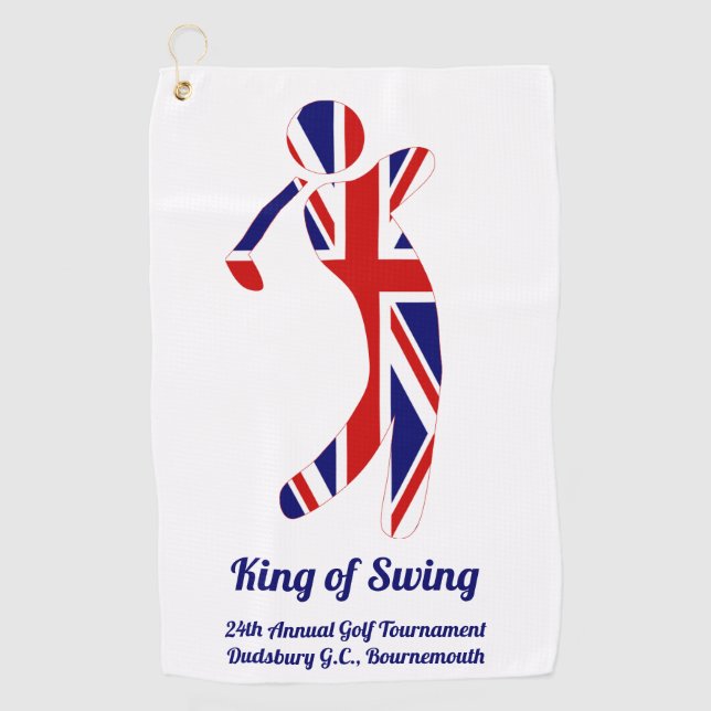 King of Swing | Union Jack Golf Tournament Towel (Front)