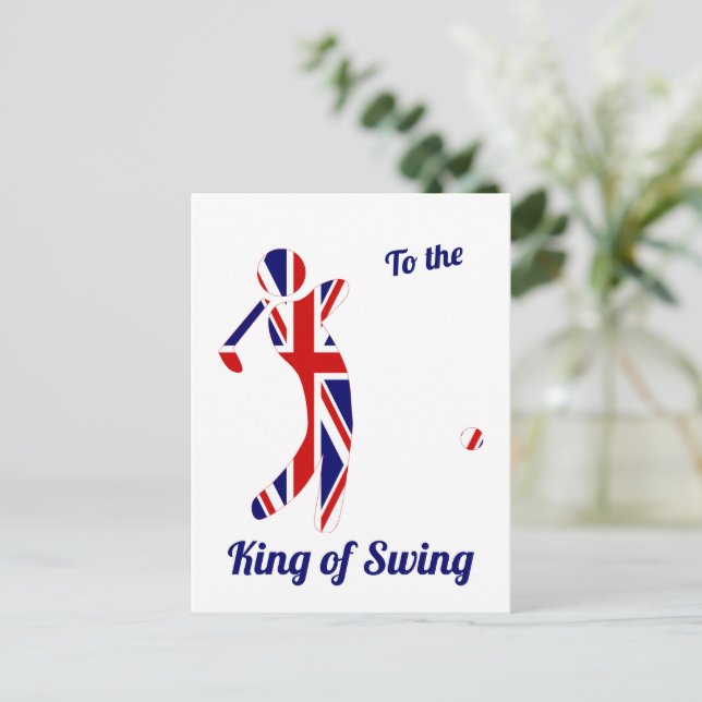 King of Swing | Union Jack Golfer | Father's Day Postcard (Standing Front)
