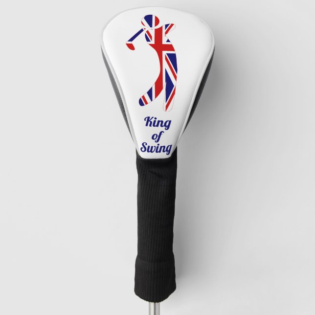 King of Swing | Union Jack Golfer Silhouette Golf Head Cover (Front)