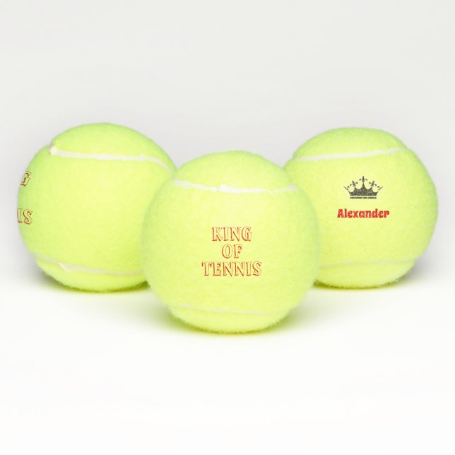 King of tennis personalise text and name and crown tennis balls (Multi)