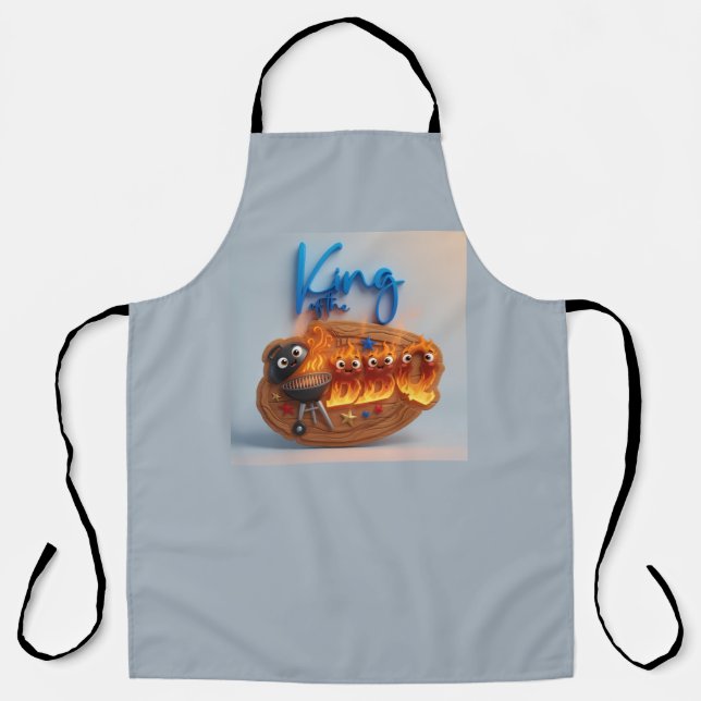 King of the Barbecue Flaming Grill Apron for Men  (Front)