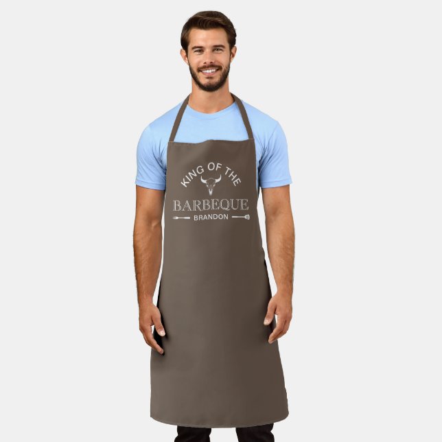 King Of The Barbeque | Dad Gift Personalised Name Apron (Worn)