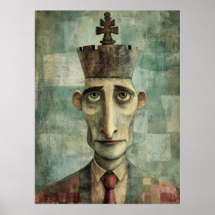King of the Board, Whimsical Chess King Portrait  Poster