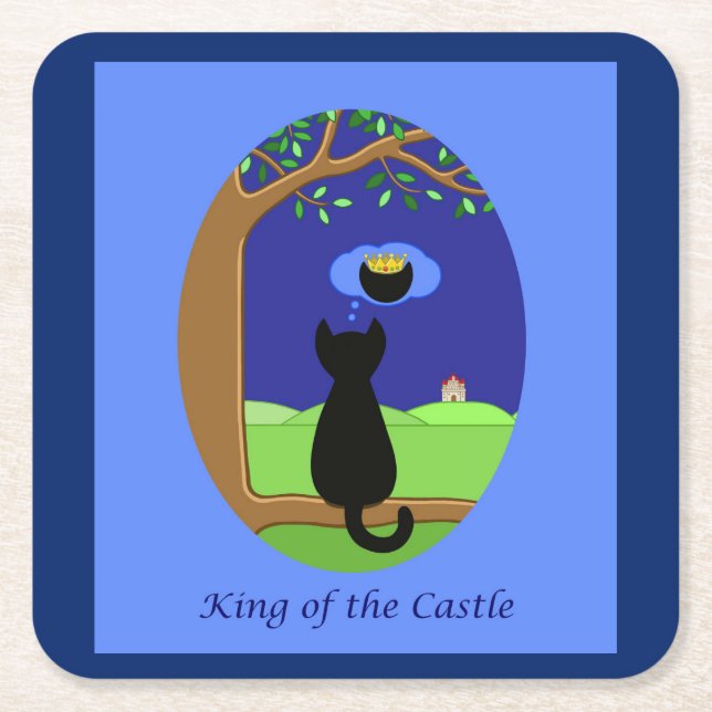 King of the Castle Square Paper Coaster (Front)
