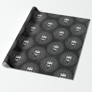 King of the Dead: Dark Gothic Royal Sigil Black Wrapping Paper