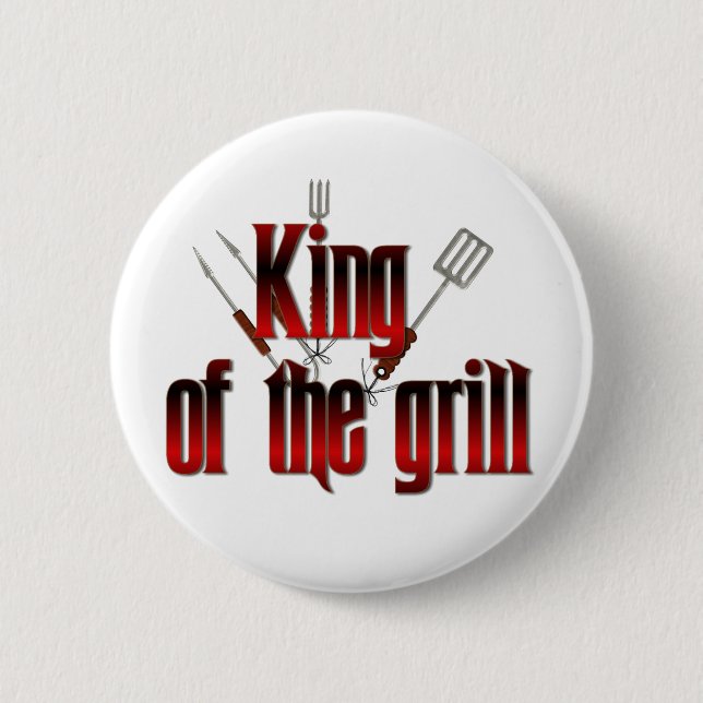 King of the grill 6 cm round badge (Front)