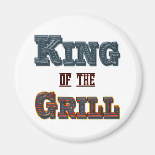 King of the Grill BBQ Cooking Slogan Fridge Magnet