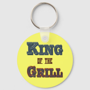 King of the Grill BBQ Cooking Slogan Key Ring