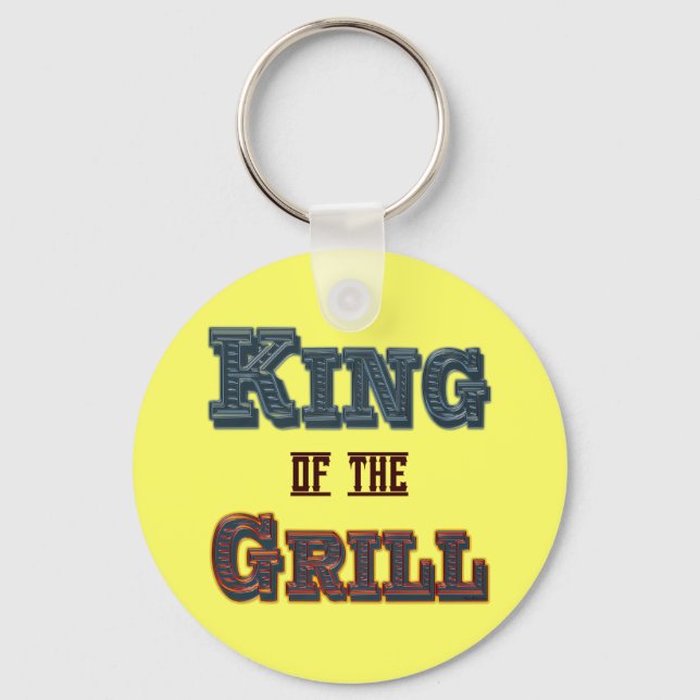 King of the Grill BBQ Cooking Slogan Key Ring (Front)