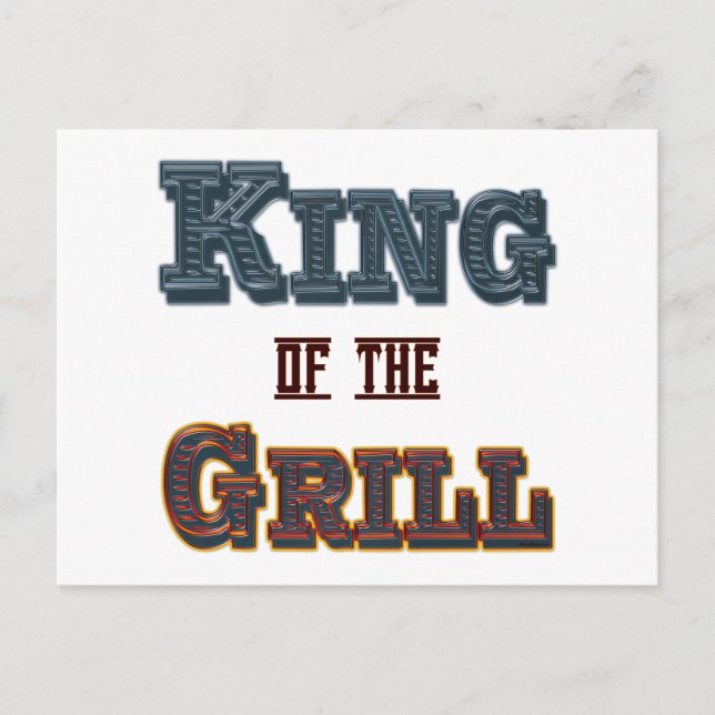 King of the Grill BBQ Cooking Slogan Postcard (Front)