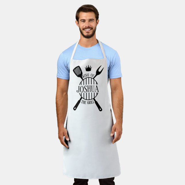 king of the grill BBQ gift for him dad Apron (Worn)
