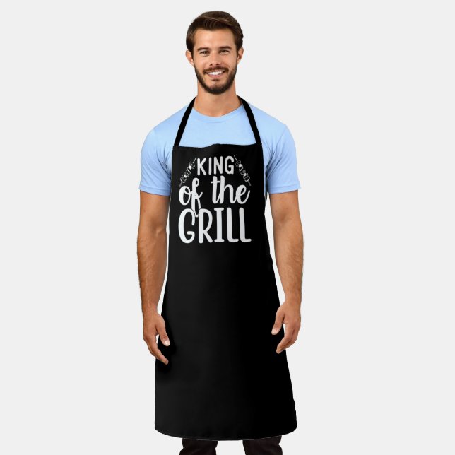 King Of The Grill BBQ Large Black Apron (Worn)