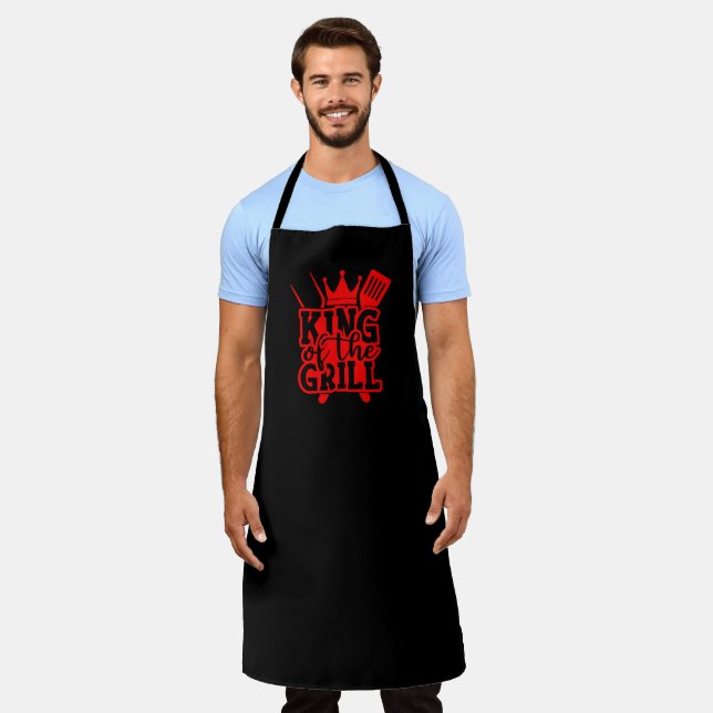 King Of The Grill BBQ Quote Red/Black Apron (Worn)