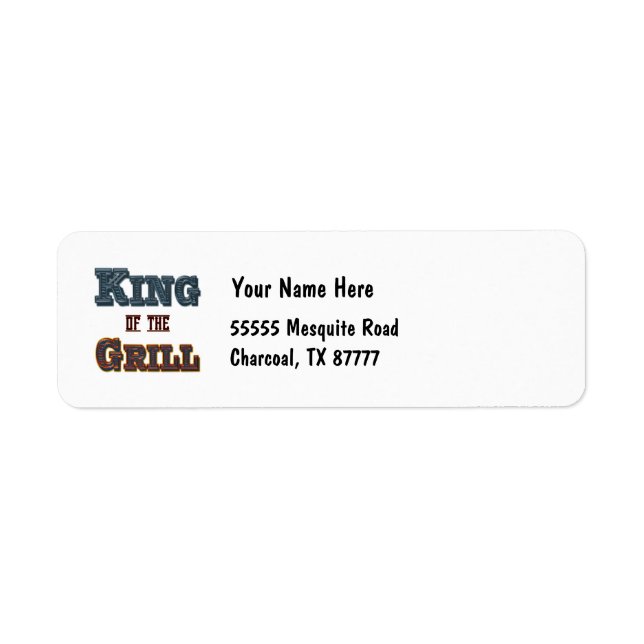 King of the Grill BBQ Saying Return Address Labels (Front)