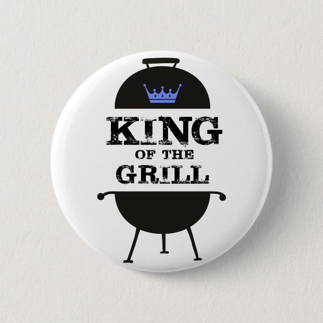 King Of The Grill, Black Blue Crown 6 Cm Round Badge (Front)