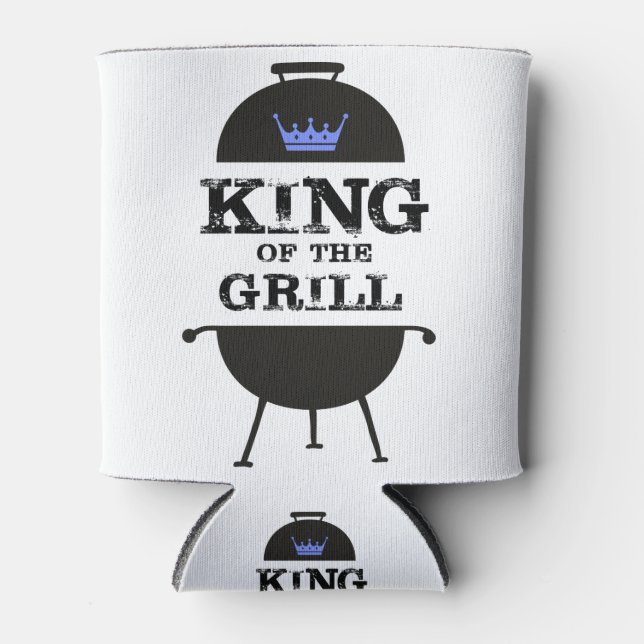 King Of The Grill, Black Blue Crown Can Cooler (Front)