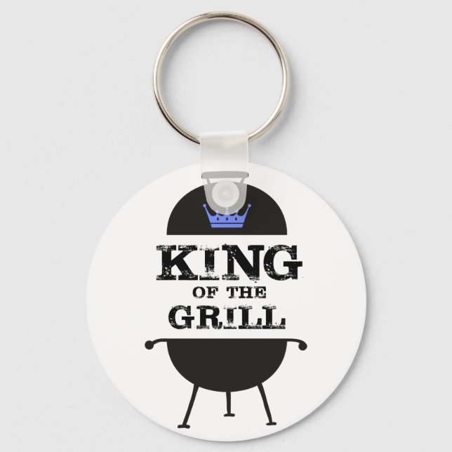 King Of The Grill, Black Blue Crown Key Ring (Front)