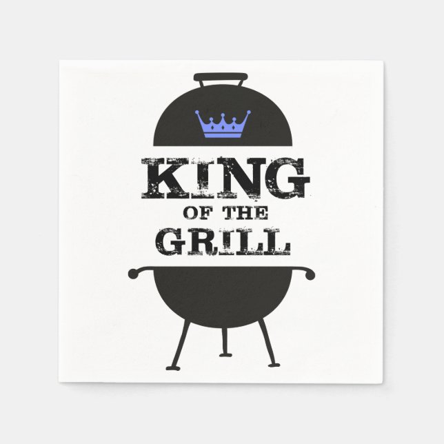 King Of The Grill, Black Blue Crown Napkin (Front)