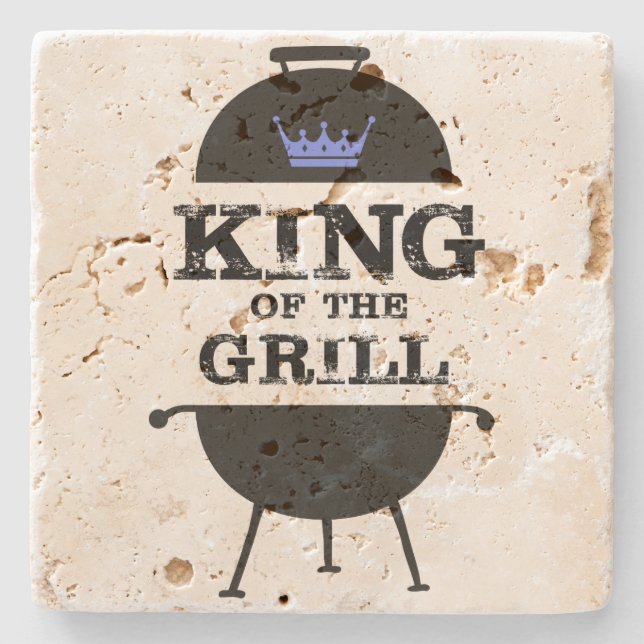 King Of The Grill, Black Blue Crown Stone Coaster (Front)
