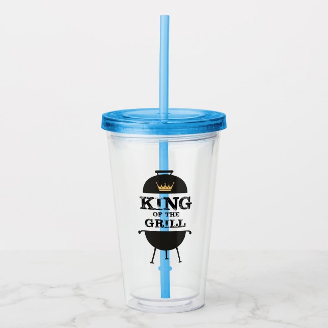 King Of The Grill, Black Gold Crown Acrylic Tumbler (Front)