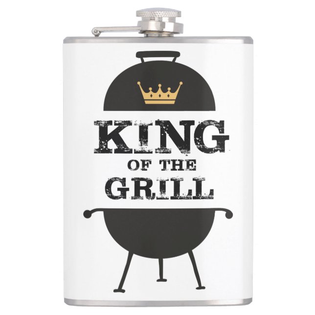 King Of The Grill, Black Gold Crown Hip Flask (Front)
