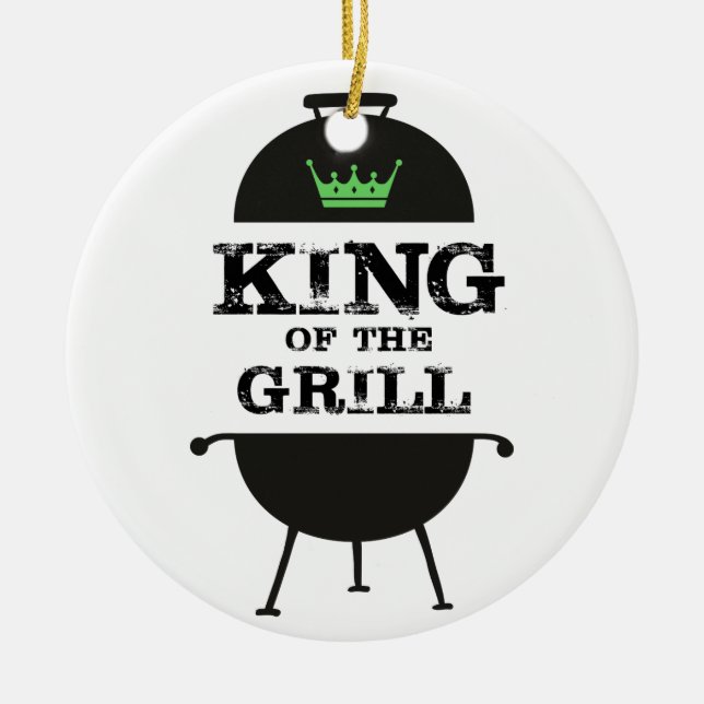 King Of The Grill, Black Green Crown Ceramic Tree Decoration (Front)