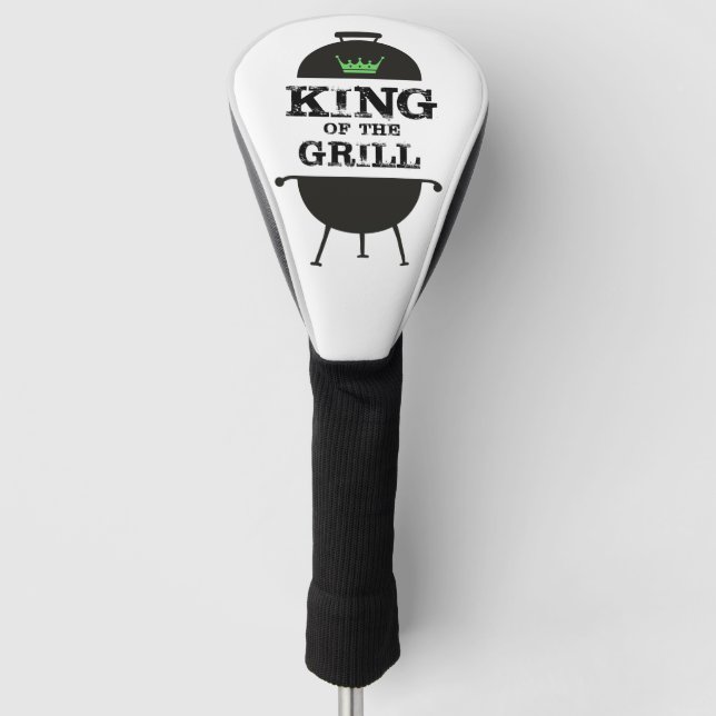 King Of The Grill, Black Green Crown Golf Head Cover (Front)