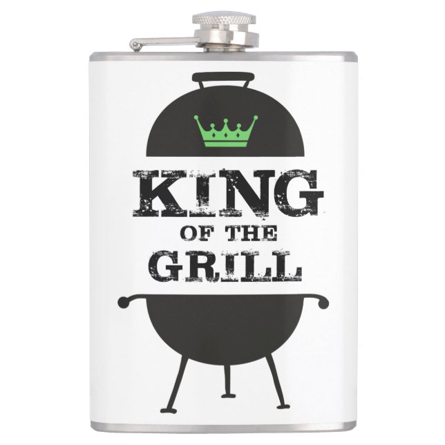 King Of The Grill, Black Green Crown Hip Flask (Front)