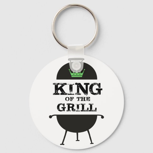 King Of The Grill, Black Green Crown Key Ring (Front)