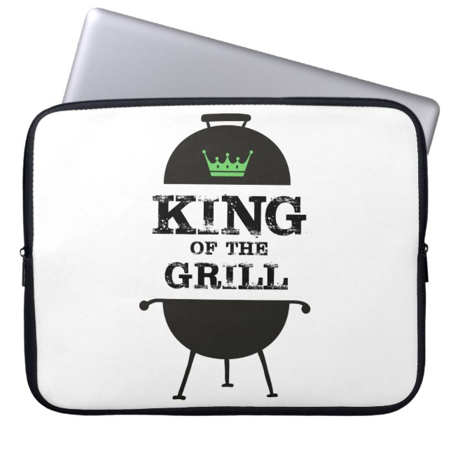 King Of The Grill, Black Green Crown Laptop Sleeve (Front)