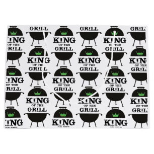 King Of The Grill, Black Green Crown Large Gift Bag