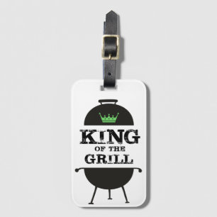 King Of The Grill, Black Green Crown Luggage Tag