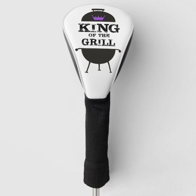 King Of The Grill, Black Purple Crown Golf Head Cover (Front)
