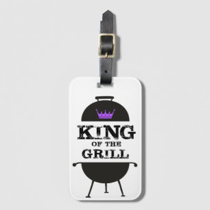 King Of The Grill, Black Purple Crown Luggage Tag