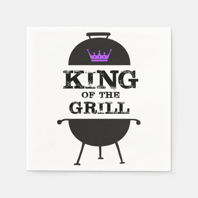 King Of The Grill, Black Purple Crown Napkin (Front)