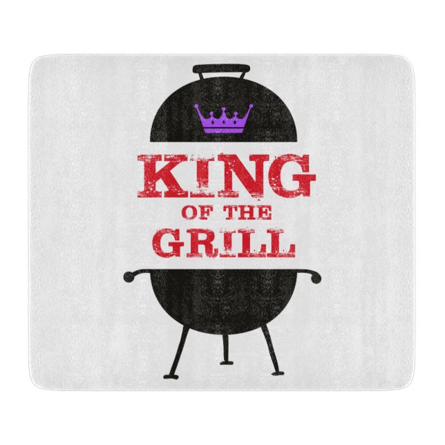 King Of The Grill, Black Purple Crown Red Cutting Board (Front)