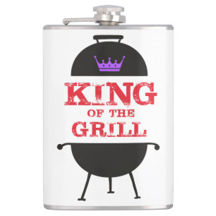 King Of The Grill, Black Purple Crown Red Hip Flask