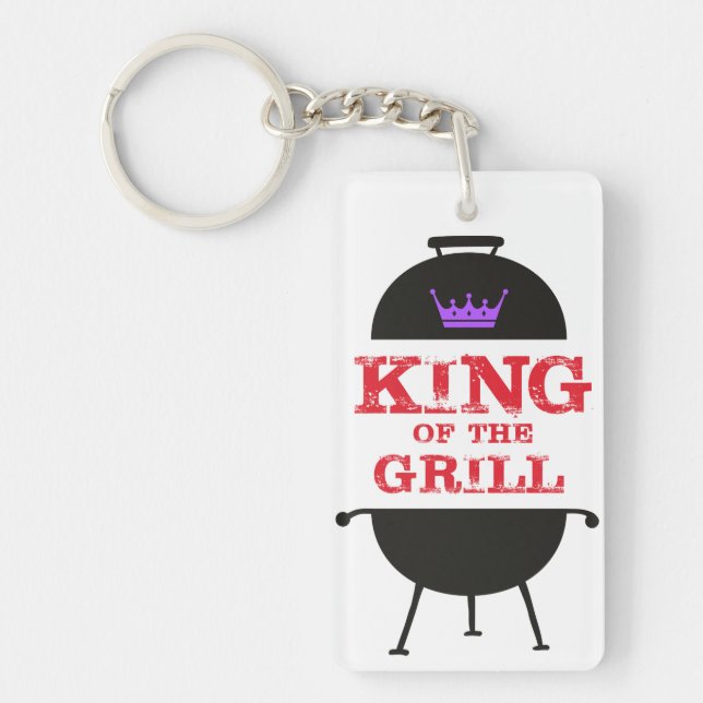 King Of The Grill, Black Purple Crown Red Key Ring (Front)