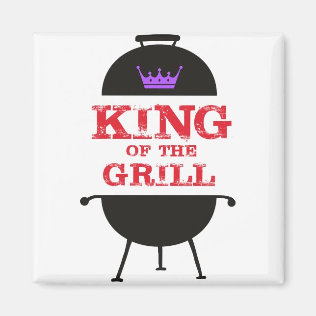 King Of The Grill, Black Purple Crown Red Magnet (Front)